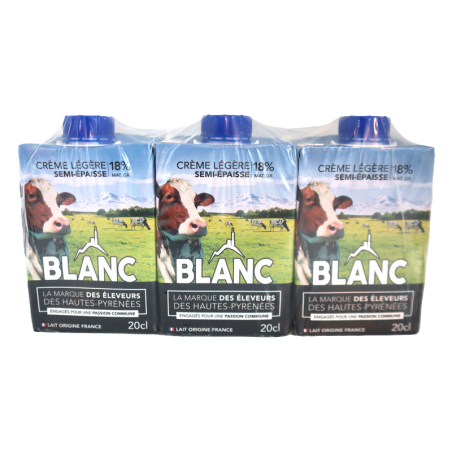 Crème légère Semi épaisse 18% 3x20cl | Mas des agriculteurs