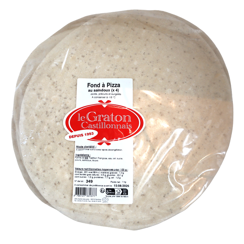 Pâte à pizza x 4 surgelée | Mas des agriculteurs
