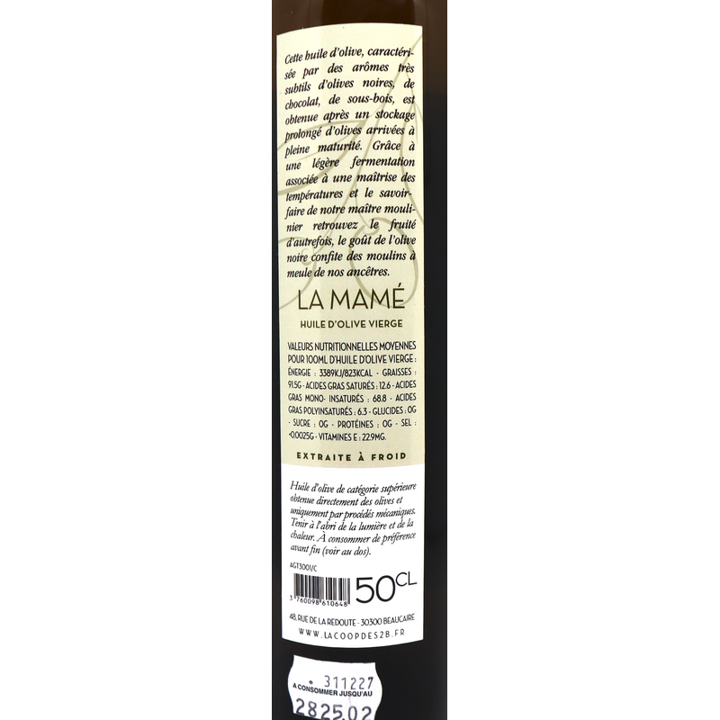 Huile d'olives vierge de France - La mamé - Fruité d'autrefois 50cl | Mas des agriculteurs