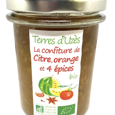 Confiture de Citre, Orange, 4 épices bio 200G